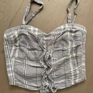 Abercrombie & Fitch Gray Checkered Crop Top